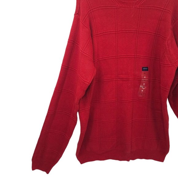 Arrow Windowpane Crewneck Sweater Mens Size Large Tall Red Cotton Long Sleeve - Picture 10 of 15